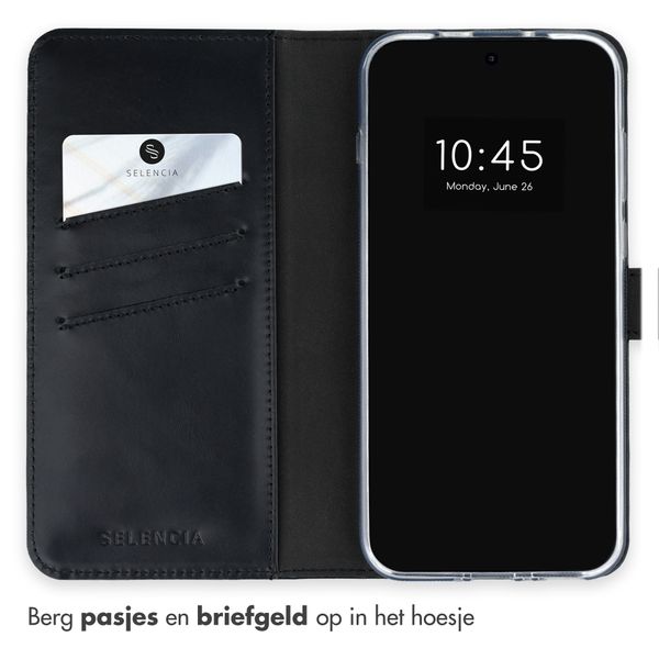 Selencia Echt Leren Bookcase OnePlus 15 - Zwart