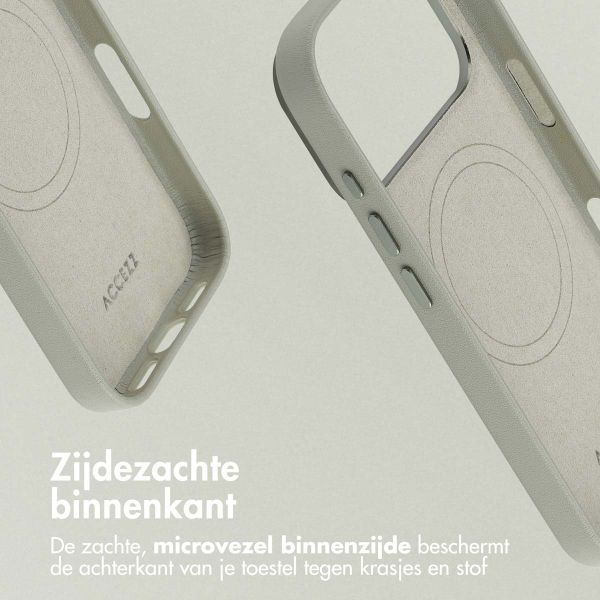 Accezz MagSafe Leather Backcover Apple iPhone 18 Pro Max / 17 Pro Max - Light Grey