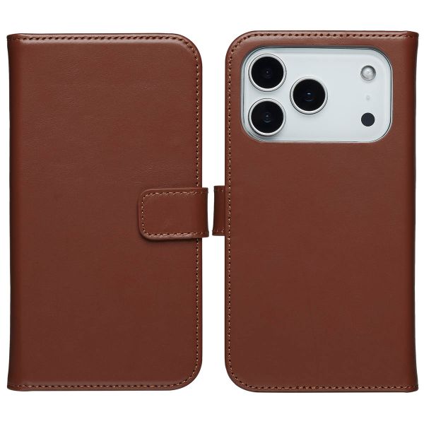 Selencia Echt Leren Bookcase Apple iPhone 17 Pro Max - Light Brown