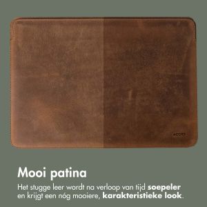 Accezz Leather Laptop hoes MacBook 14 inch - Laptopsleeve - Cognac