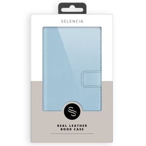 Selencia Echt Lederen Bookcase iPhone 14 Pro Max - Air Blue