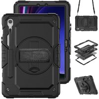 Accezz Rugged Backcover met schouderstrap Samsung Galaxy Tab S9 11.0 inch / Tab S9 FE 10.9 inch / S10 FE - Zwart