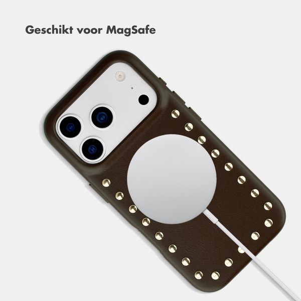 Selencia Studs Backcover met MagSafe Apple iPhone 17 Pro Max - Cacao Crush