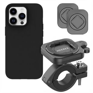 Accezz EasyLock Telefoonhouder Fiets met Apple iPhone 15 hoesje - 360° draaibaar - Zwart