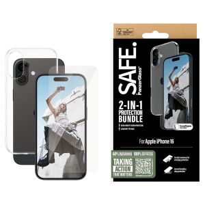 SAFE by PanzerGlass 2- in-1 pack - TPU Clear Case + Ultra-Wide Fit Screenprotector iPhone 16