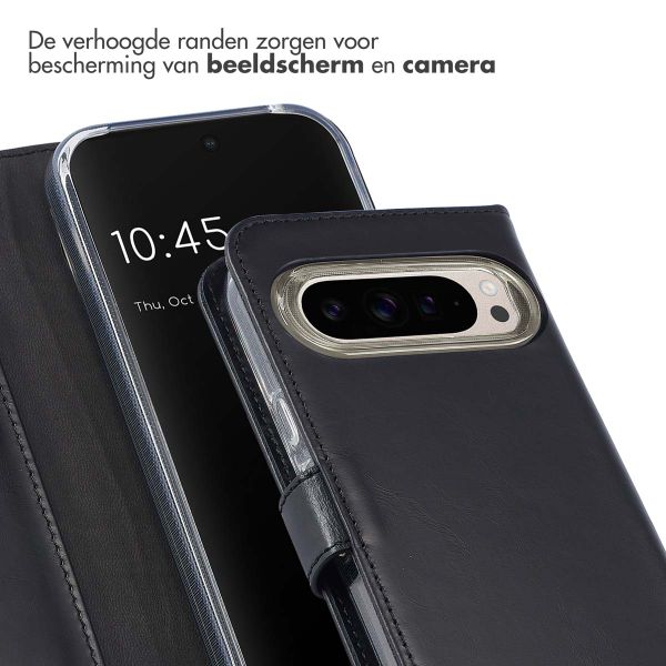 Selencia Echt Leren Bookcase Google Pixel 9 / 9 Pro - Zwart