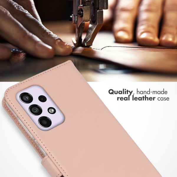 Selencia Echt Leren Bookcase Samsung Galaxy A33 - Dusty Pink