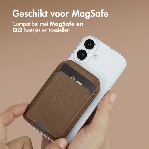 Accezz Leren Wallet met standaard voor MagSafe - Coffee Brown