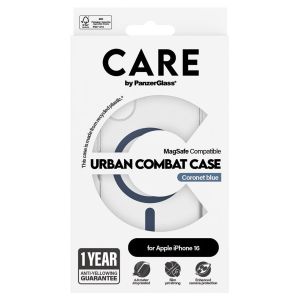 CARE by PanzerGlass Urban Combat Case MagSafe iPhone 16 - Transparant / Blauw