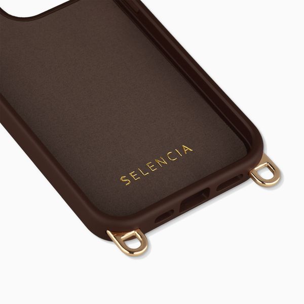 Selencia Rivièra MagSafe Backcover met afneembare haakjes Apple iPhone 14 Pro - Choco Brown