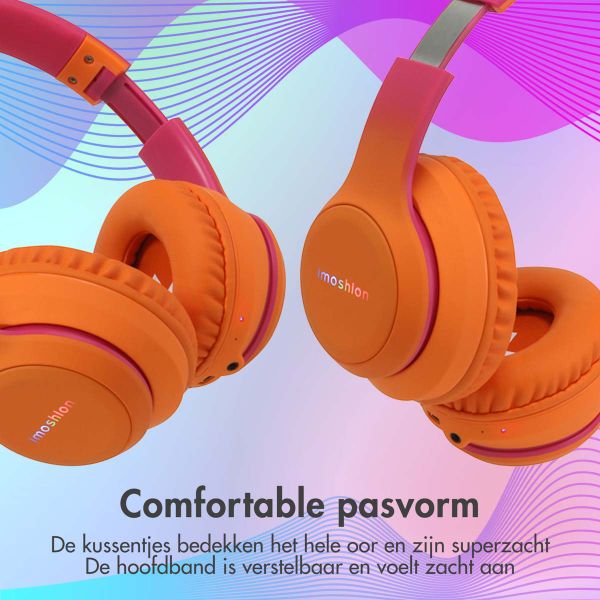imoshion Draadloze Kinderkoptelefoon LED Light - Decibelbegrenzer - Met AUX kabel - Hot Pink / Apricot Orange Crush