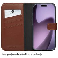 Selencia Echt Leren Bookcase Apple iPhone 17 - Light Brown