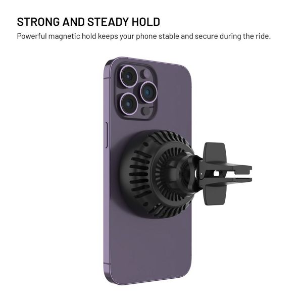 Fixed MagCool - telefoonhouder auto - Ventilatierooster - MagSafe - Draadloos opladen - Zwart