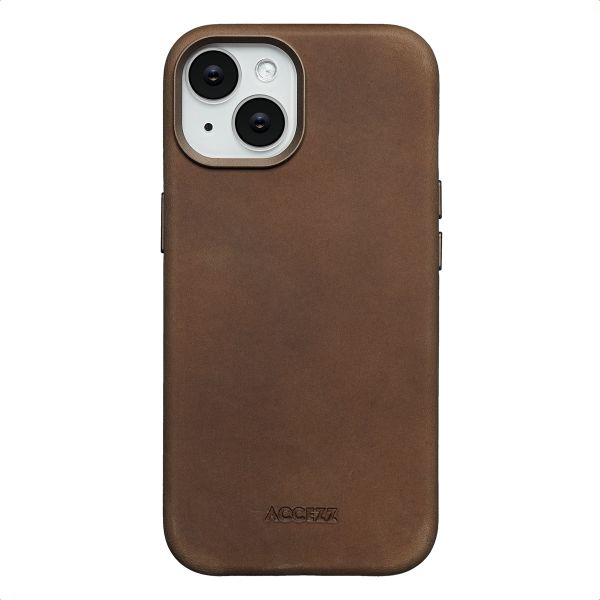 Accezz Vintage Leather Magsafe Backcover iPhone 15 - Rustic Brown