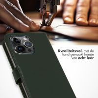 Selencia Echt Lederen Bookcase iPhone 15 Pro Max - Groen