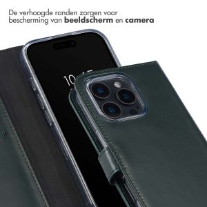 Selencia Echt Lederen Bookcase iPhone 16 Pro Max - Groen