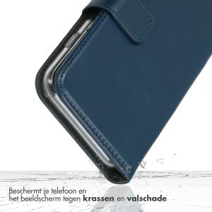 Selencia Echt Lederen Bookcase iPhone 14 Pro Max - Blauw