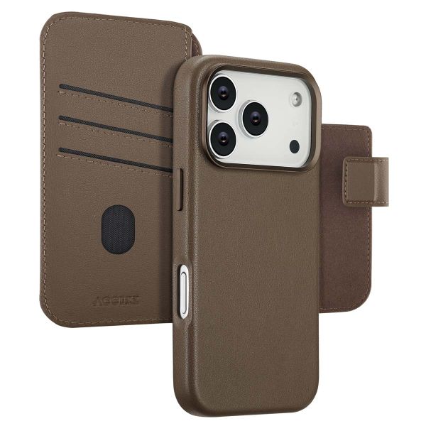 Accezz Leather Bookcase 2-in-1 met MagSafe Apple iPhone 17 Pro - Coffee