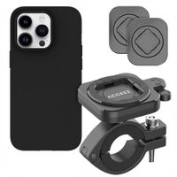 Accezz EasyLock Telefoonhouder Fiets met Apple iPhone 15 hoesje - 360° draaibaar - Zwart