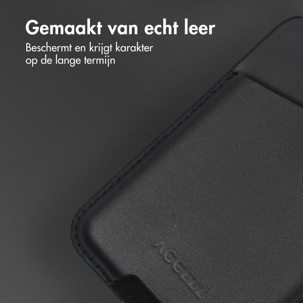 Accezz Accezz iPhone Air Echt Leren hoesje inclusief MagSafe Wallet - Onyx Black