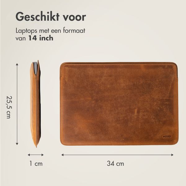 Accezz Leather Laptop hoes Apple MacBook 14 inch - Laptopsleeve - Cognac