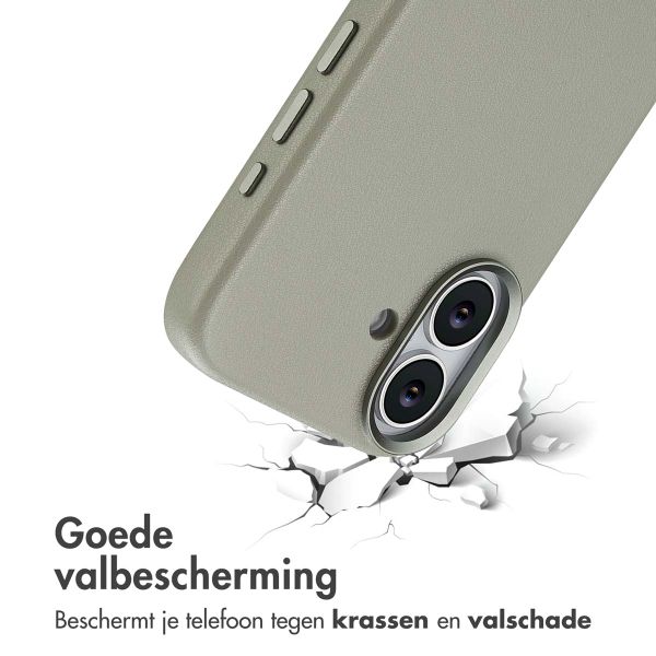 Accezz MagSafe Leather Backcover Apple iPhone 17 - Lichtgrijs