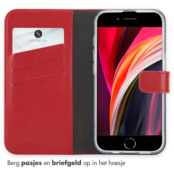 Selencia Echt Lederen Bookcase iPhone 16e - Rood