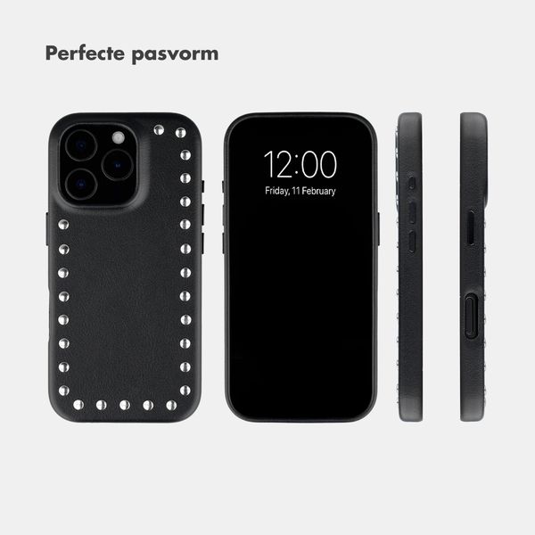 Selencia Studs Backcover met MagSafe Apple iPhone 16 Pro - Velvet Black