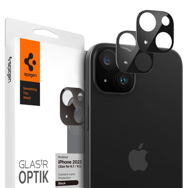 Spigen GLAStR EZ Fit Optik Camera Protector 2 Pack Apple iPhone 15 / 15 Plus - Black