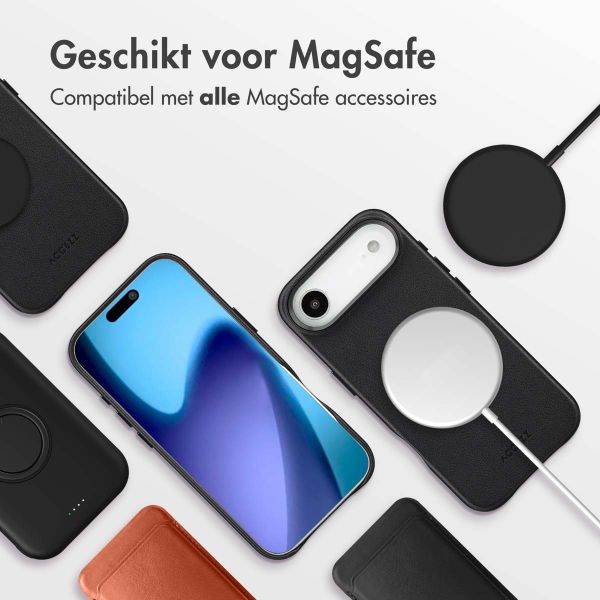 Accezz Accezz iPhone Air Echt Leren hoesje inclusief MagSafe Wallet - Onyx Black