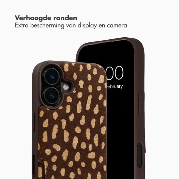 Selencia Nova Real Leather Backcover met Koord en Pashouder Apple iPhone 16 - Fawn Chic