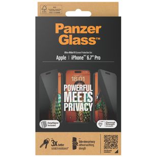 PanzerGlass Privacy Ultra-Wide Fit Anti-Bacterial Screenprotector incl. applicator Apple iPhone 15 Pro Max