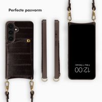Selencia Nova Real Leather Backcover met Koord en Pashouder Samsung Galaxy S25 - Dark Chocolate