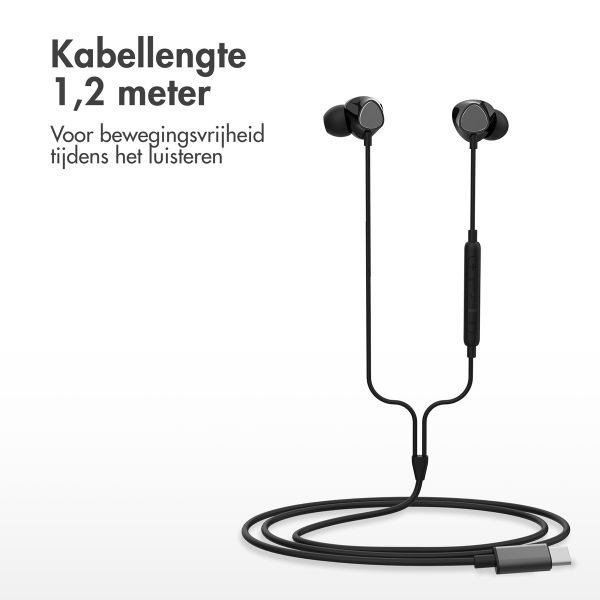 Accezz In-ear oordopjes - Bedrade oordopjes - USB-C aansluiting - Zwart