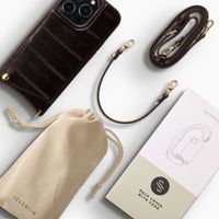 Selencia Nova Real Leather Backcover met Koord en Pashouder Apple iPhone 14 Pro - Dark Chocolate