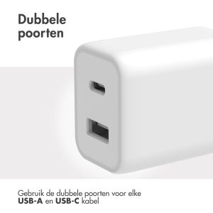 Accezz Power Plus Wall Charger - Oplader USB-C & USB aansluiting - Power Delivery - 33W - Wit