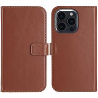 Selencia Echt Lederen Bookcase Apple iPhone 16 Pro - Lichtbruin