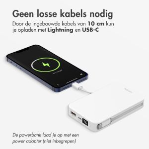 Accezz Powerbank 10.000 mAh met geïntegreerde kabels - Wit