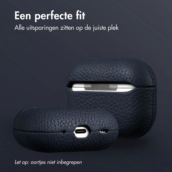 Accezz Echt Leren Case  Apple AirPods Pro 2 - Donkerblauw