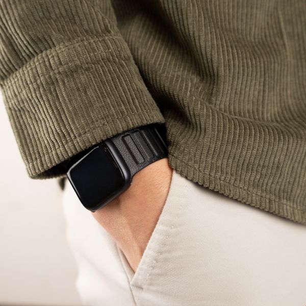 Accezz Magnetisch echt lederen bandje Apple Watch | 44/45/46/49 mm - Zwart