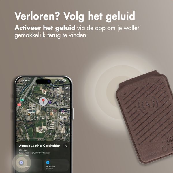 Accezz Magnetische Leren Wallet met standaard - Geschikt voor Apple Find My - Coffee Brown