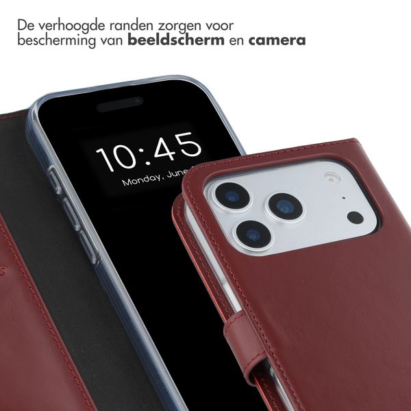 Selencia Echt Leren Bookcase Apple iPhone 17 Pro - Burgundy