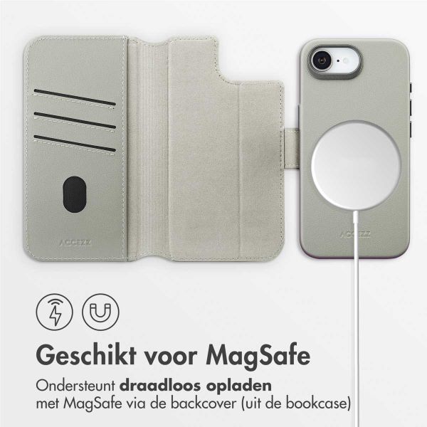 Accezz Leather Bookcase 2-in-1 met MagSafe Apple iPhone 16e - Lichtgrijs