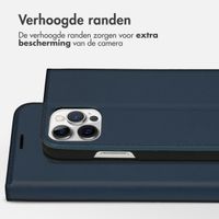 Accezz Premium Leather Slim Bookcase iPhone 12 (Pro) - Donkerblauw