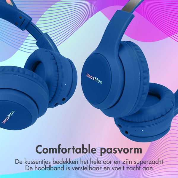 imoshion Draadloze Kinderkoptelefoon LED Light Cat Ear - Met AUX kabel - Cobalt Blue