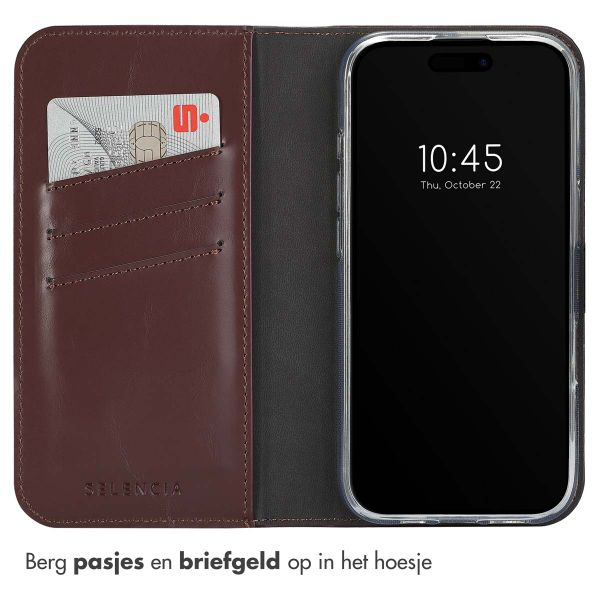 Selencia Echt Leren Bookcase Apple iPhone 16 Pro Max - Bruin