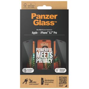 PanzerGlass Privacy Ultra-Wide Fit Anti-Bacterial Screenprotector incl. applicator iPhone 15 Pro Max