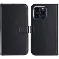 Selencia Echt Lederen Bookcase Apple iPhone 16 Pro - Zwart