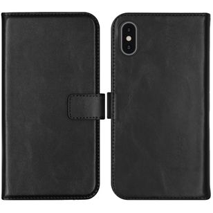 Selencia Echt Lederen Bookcase Apple iPhone Xs - Zwart