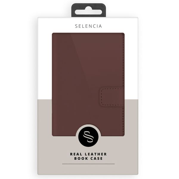 Selencia Echt Leren Bookcase Samsung Galaxy S24 Ultra - Donkerbruin
